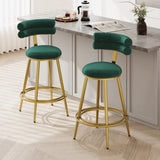 ZUN 27.65'' Modern Counter Stools Set of 2,Dark green velvet Counter Stools with iron Frame,Soft back N780P194940E