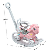 Rocking Horse Toddlers, Balance Bike Ride On Toys with Push Handle, Backrest and Balance Board 99552649