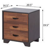 ZUN Walnut and Espresso 3-drawer Rectangular Accent Table B062P181403