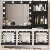 Vanity Desk with Mirror & Light, Large Drawer Three Level Storage Dresser, 3 Lighting Modes 98164513