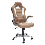 ZUN Techni Mobili High Back Executive Sport Race Office Chair with Flip-Up Arms, Camel RTA-3527-CM