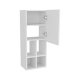 White Wall-Mounted Bathroom Cabinet with Door and 4 Open Shelves B062P323177