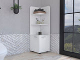 62H" Tall Corner Cabinet with 3-Tier Shelf and 2-Door, White B097133210