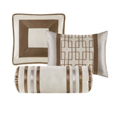7 Piece Comforter Set Taupe/Brown King B03597133