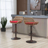 COOLMORE Modern Swivel Bar Stools Set of 2 Adjustable Counter Height Chairs with Footrest for W39594820