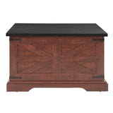 ZUN Farmhouse Coffee Table, Square Wood Table with Large Hidden Storage Compartment for Living Room, W2275P148554