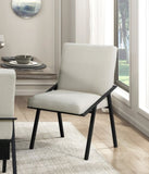 Black Metal Base Contemporary Side Chairs Set of 2pc, Cream Fabric Upholstered Dining Furniture B011P285337
