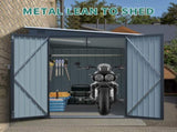 6x8FT Galvanized Steel Outdoor Storage Shed with Lockable Double Doors, Metal Lean to Shed with Free W2556P295413