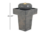 25.59"H Minimalist Concrete Column FountainLED-Lit Modern Outdoor Oasis, Sturdy Landscape Feature N765P324547G