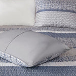 ZUN 6 Piece Reversible Jacquard Quilt Set with Throw Pillows Navy Full/Queen B03597589