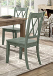 ZUN Casual Teal Finish Side Chairs Set of 2 Pine Veneer Transitional Double-X Back Design Dining Room B01143554