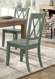 Casual Teal Finish Side Chairs Set of 2 Pine Veneer Transitional Double-X Back Design Dining Room B01143554