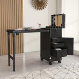 Portable Nail Art Table w/ LED Mirror, Bluetooth, Lockable Drawers, Telescopic Pole - Folding 20553165