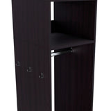 ZUN Black 3-Shelf Wardrobe with Mirror and Open Storage B062P227647