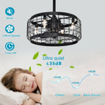 ZUN 20.24" Caged Ceiling Fan with Remote Control,Timer, 3 Speeds Indoor Ceiling Fan for Farmhouse, W1592P153814