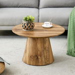 ZUN Natural Wood Grain MDF Round Coffee Table - 25.6" Diameter, 15.7" Height.Natural Wood Grain Texture W2920P232765