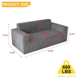 Sofa-in-a-Box, Memory Foam 3-Seater Couch, No Installation & Easy to Transport, Deep Seat Modern W1960P336129