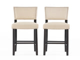 Barstools With rivet decoration set of 2 , wood Frame,fabric Sponge cushion and Upholstered N780P366607B