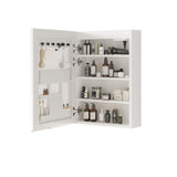 White Particleboard LED Mirror Cabinet , Acrylic Frame, 1 Door, 4 Shelves, with Time & 64671895