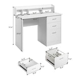 ZUN FCH 110*50*95cm Particleboard Paste Triamine Desktop Storage Layer Three Drawers Computer Desk White 37862423