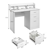 ZUN FCH 110*50*95cm Particleboard Paste Triamine Desktop Storage Layer Three Drawers Computer Desk White 37862423