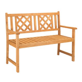 ZUN 118*56.5*90cm Outdoor Garden Fir Grid Back Wooden Bench Burlywood 89218544