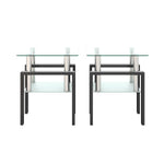 ZUN Set of 2, Modern Tempered Glass Tea Table Coffee Table End Table, Square Table for Living Room, W241104200