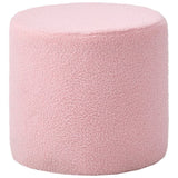 ZUN Round Teddy Fleece Ottoman with Soft Padded Seat, Multi-Functional Footrest, Vanity Chairs for 12908565