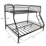 Heavy Duty Twin-Over-Full Metal Bunk Bed, Easy Assembly with Enhanced Upper-Level Guardrail, Black W840127266