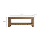 Rectangle Coffee Table with Solid Wood for Living Room, Large 2-Tier Rustic Coffee Table with W3158P297407