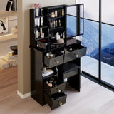 29.2" Small Size Left Drawer Desktop Vanity Table Cushioned Stool, Extra Large Right sliding W3258P291632