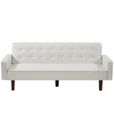 White Convertible Double Folding Room Sofa Bed, PU Leather, Tufted Buttons, Suitable for 15429988