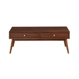 Retro Modern Style 1pc Coffee Table with 2x Drawers Brown Finish Living Room Furniture Walnut Veneer B011P146561