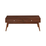 ZUN Retro Modern Style 1pc Coffee Table with 2x Drawers Brown Finish Living Room Furniture Walnut Veneer B011P146561