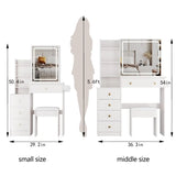 29.2" Small Size Left Bedside Cabinet Vanity Table Cushioned Stool, 2 AC2 USB Power Station, Hair W3258P287970