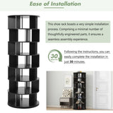 ON-TREND 23.6'' Rotating Shoe Rack Tower, 7-Tier Spinning Shoe Shelf with 5 Grids Per Layer, N721P180790B