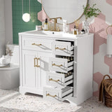 36" Luxury Elegant Bathroom Vanity with Ceramic Sink, Soft Closing Doors, 4 Durable Smooth N729P257284K
