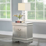 Wooden Nightstand with 2 Drawers in Platinum Finish B016P256195