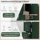 24" Forest Green Bathroom Vanity Cabinet with Ceramic Sink, 2 Drawers, 1 Soft-Close Door N729P264336G