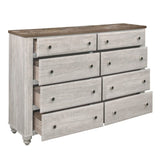 ZUN Transitional Rustic Style 1pc Dresser of 8 Drawers Two-Tone Antique White and Brown Classic Bedroom B011P212238