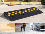 2 Pcs Heavy Duty Rubber Curb Ramp with Drain Channel & Reflective Strips for Driveway 80277658