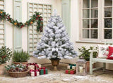 4FT Flocked Christmas Tree in Cup Pot, 211 PVC Tips, 120 Warm White Lights with 8 Modes & Remote, US 19756908
