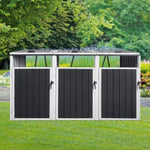 ZUN Garbage Bin Shed Stores 3 Trash Cans Metal Outdoor Bin Shed for Garbage Storage,Grey W1350P230164