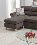 ZUN Tan Color Polyfiber Reversible Sectional Sofa Set Chaise Pillows Plush Cushion Couch Nailheads HS00F6448-ID-AHD