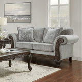 Hernen Carved Wood Frame Gray Sofa and Loveseat Set T2574P195802