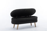 036-Boucle Fabric Storage Bench Bedroom Bench With Wood Legs For Living Room Bedroom Indoor,Black W527121994
