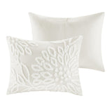 3 Piece Tufted Cotton Chenille Floral Comforter Set Off-White Full/Queen B035128915