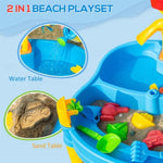 ZUN 2 in 1 cover sandbox with outdoor umbrella and multiple toys 03453644