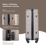 3 Piece Luggage Sets ABS Lightweight Suitcase with Two Hooks, Spinner Wheels, TSA Lock, W284P146216