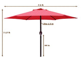 7.5ft Patio Umbrella with Crank Handle, Outdoor Market Umbrella with 6 Sturdy Umbrella Ribs 95542107